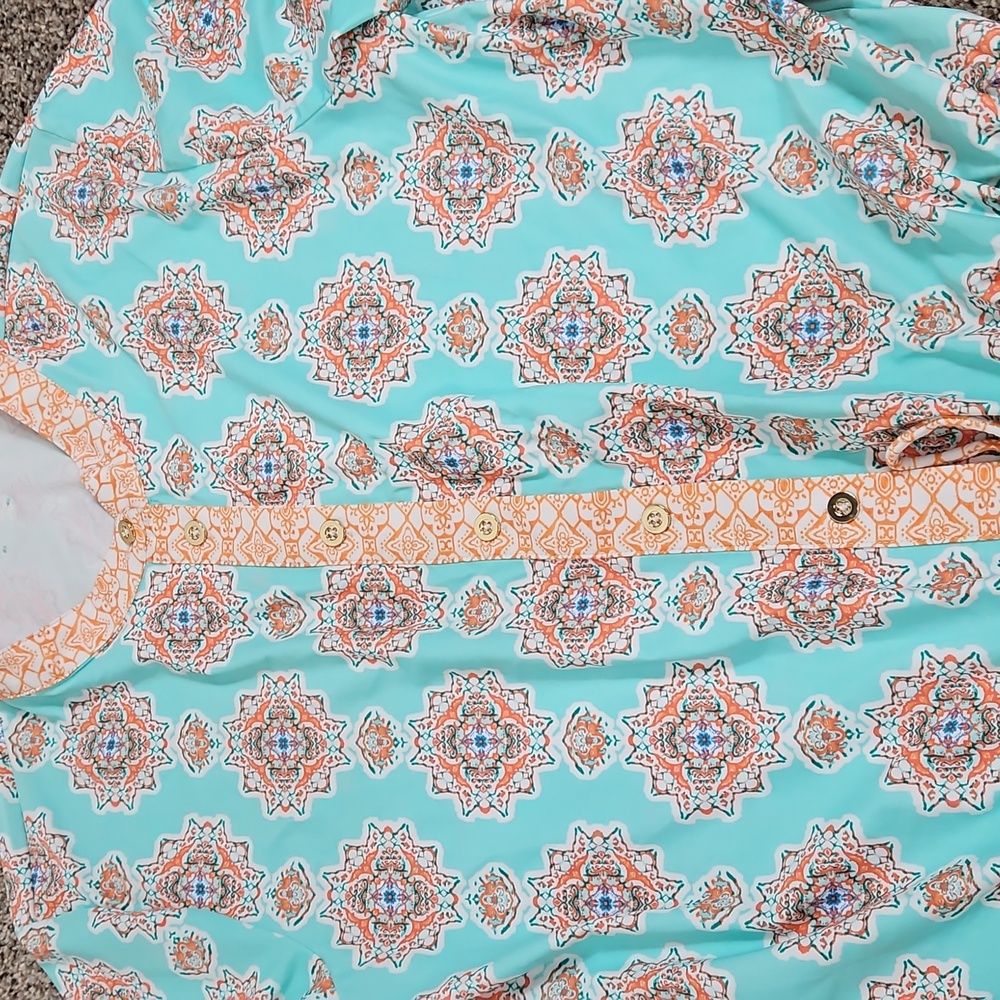 Cabana Life Tunic Swim Cover Up Dress Women's Size L Style:464-C-CV8 Blue Orange - Picture 11 of 11